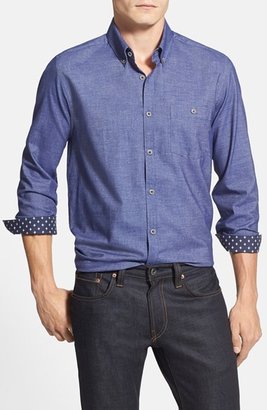 Ted Baker 'Carded' Extra Trim Fit Chambray Twill Sport Shirt