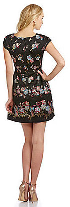 French Connection Gardini Metallic Floral Fit-and-Flare Dress