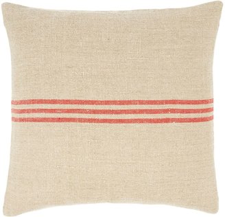 Linea Linen stripe cushion, red