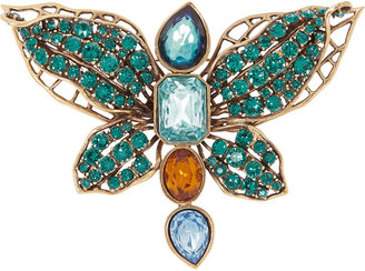 Oscar de la Renta Gold-tone crystal butterfly brooch