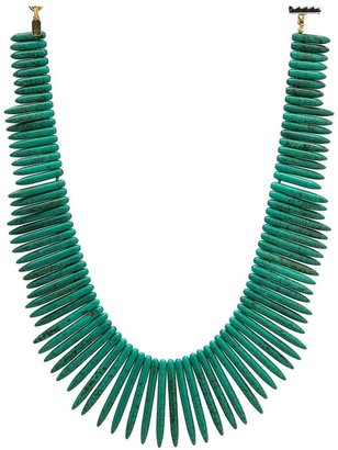 Kenneth Jay Lane Green Stick Gold Clasp Necklace