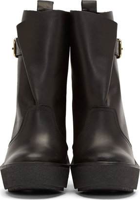 Pierre Hardy Black Leather Platform Wedge Boots