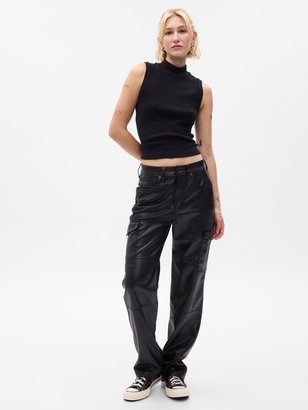 Extro & Vert Petite PU faux leather leggings with seam detail in