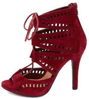Charlotte Russe Laser Cut-Out Lace-Up Heels