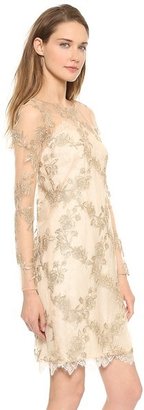 Marchesa Notte Embroidered Tulle Cocktail Dress