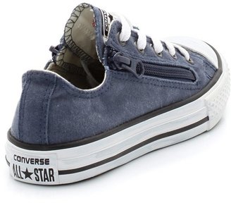 Converse Rock Denim Wash Low Ankle Trainers with Double Zips