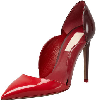 Valentino Scalloped Pointed-Toe Single-Sole Pump, Red