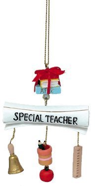 Kurt Adler Special Teacher Christmas Ornament With Dangling Charms #W3380