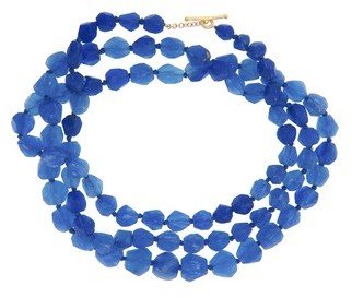 Cathy Waterman Handmade Afghani Dark Blue Glass Bead Chain