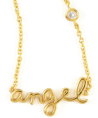 SHY by SE Angel Word Diamond-Detail Gold-Plate Necklace