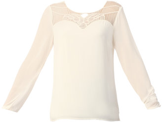 Vila Long sleeve Tops - stribus top - White / Ecru white