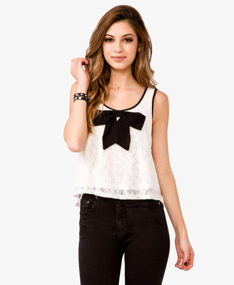 Forever 21 Contrast Bow Lace Tank