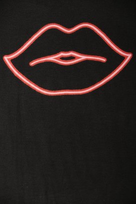 Urban Outfitters Feather Hearts Neon Lips Fitted Tee