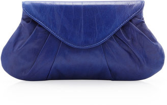 Lauren Merkin Lotte Pleated Leather Flap Clutch Bag, Cobalt