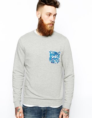 ASOS Sweatshirt With Contrast Floral Pocket