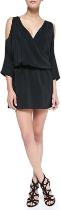 Amanda Uprichard Loves Cusp Cold-Shoulder Draped Silk Dress, Black