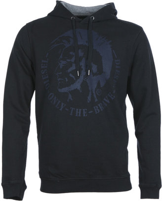 Diesel Suzanne Black 'Only The Brave' Hooded Jersey Sweatshirt
