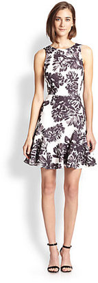Rebecca Taylor Flower-Print Fit-and-Flare Dress