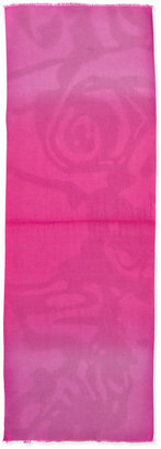 Neiman Marcus Dip-Dye Dotted Wool Wrap, Fuchsia