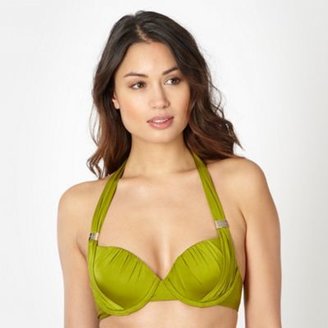 J by Jasper Conran Designer green ruched halter neck bikini top