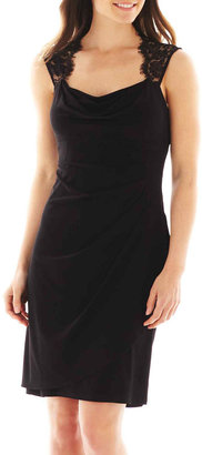 JCPenney Scarlett Lace-Shoulder Faux-Wrap Dress