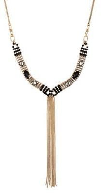 Butterfly by Matthew Williamson Jet stone and gold ball bead chain lariat necklace