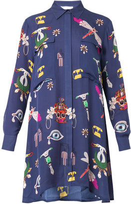 Mary Katrantzou Oriane symbol-print silk shirt dress