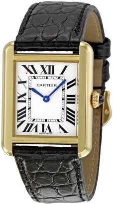 Cartier Women's W5200002 Tank Solo Black Leather Strap Watch