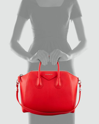 Givenchy Antigona Medium Sugar Goatskin Satchel Bag, Red