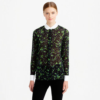 J.Crew Collection clip-dot verdant floral blouse