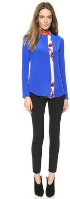 Thakoon Tie Neck Top with Printed Inset