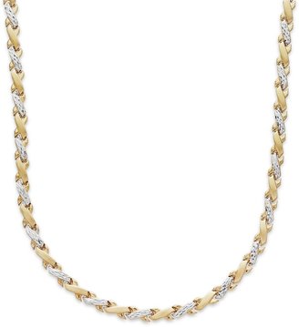 Italian Gold X-Necklace in 10k Yellow and White Gold