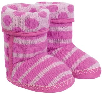 Jo-Jo JoJo Maman Bebe Cosy Slipper Boots (Baby) - Fuchsia/Pink Stripe-18-24 Months