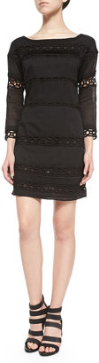 Pam & Gela 3/4-Sleeve Dress W/ Netted Lace Bands