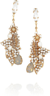 Swarovski Bijoux Heart Script 24-karat gold-plated crystal earrings