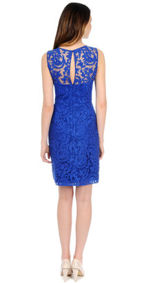 Kay Unger New York Illusion Lace Occasion Cocktail in Blue