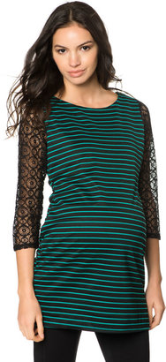 A Pea in the Pod 3/4 Sleeve Crew Neck Zipper Detail Maternity Tunic