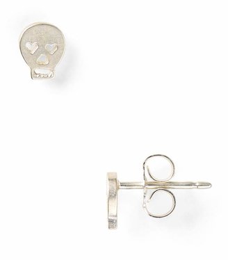 Dogeared Little Things Mini Silver Skull Stud Earrings
