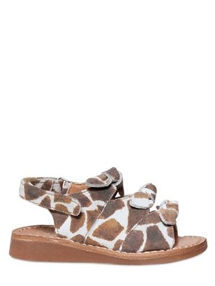 Pom D'Api Giraffe Printed Suede Sandals