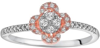 Love Always Diamond Flower Engagement Ring in 10k Rose Gold Over Silver & Sterling Silver (1/6 ct. T.W.)