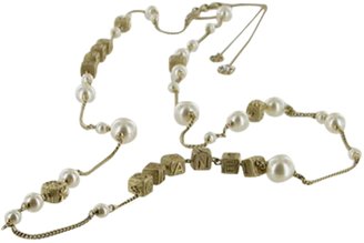 Chanel Long Necklace Cubes And Pearls