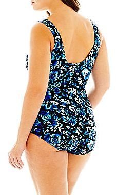 JCPenney Azul by Maxine of Hollywood Shirred-Front Spa 1-Piece Swimsuit - Plus