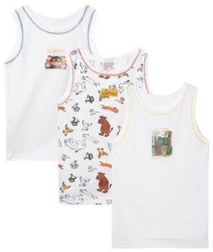 The Gruffalo Pack of three boy's white 'Gruffalo' printed vests
