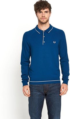 Fred Perry Mens Tipped Marl Long Sleeved Knitted Polo