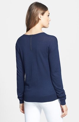 Halogen Zip Back Crewneck Sweater (Regular & Petite)