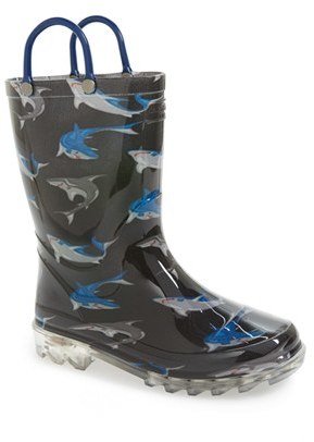 Western Chief 'Shark City' Light-Up Rain Boot (Toddler & Little Kid)