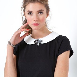La Redoute MADEMOISELLE R Peter Pan Collar T-Shirt with Detachable Jewelled Brooch