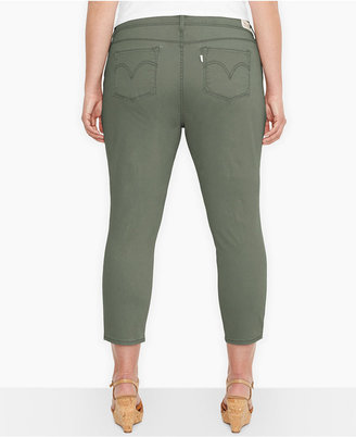 Levi's Plus Size Mid-Rise Skinny Cropped Jeans, Olive Forest Wash