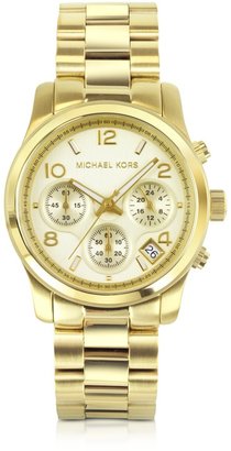 Michael Kors Women's Chronograph Runway Gold-Tone Stainless Steel Bracelet Watch