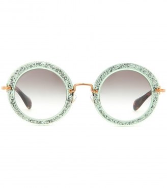 Miu Miu Round-frame Glitter Sunglasses
